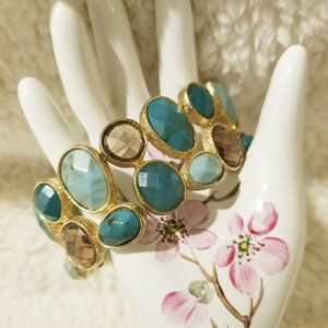 GREEN and TOPAZ STONE Stretch Bracelet